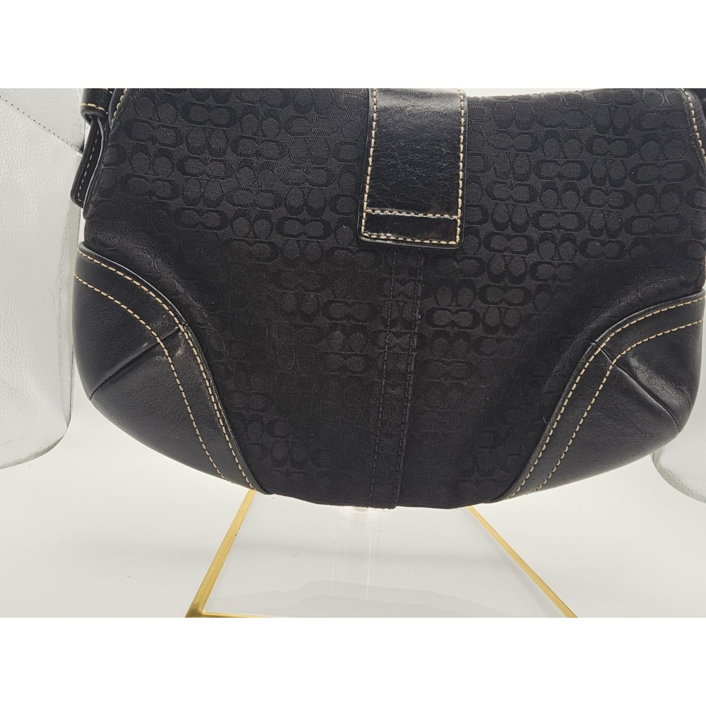 VTG Coach 6818 Soho Demi Shoulder Bag Black Signature C Jacquard Canvas Leather - Picture 10 of 16